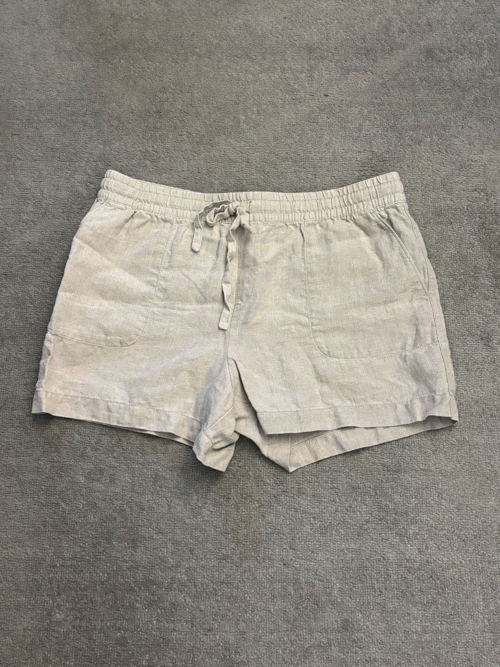 Garnet Hill 100% Linen Drawstring Pull On Shorts Beige Women’s - Picture 2 of 9